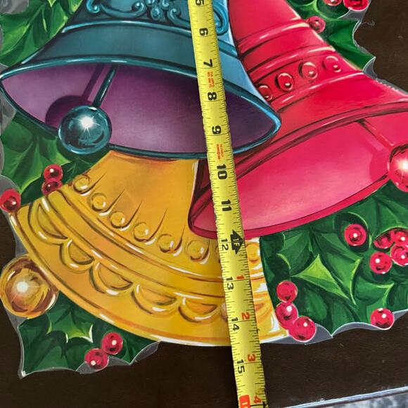 Vintage Christmas Holiday 4 Cut Outs Bell Candy Cane Poinsettia Bird Candle USA - Picture 11 of 12